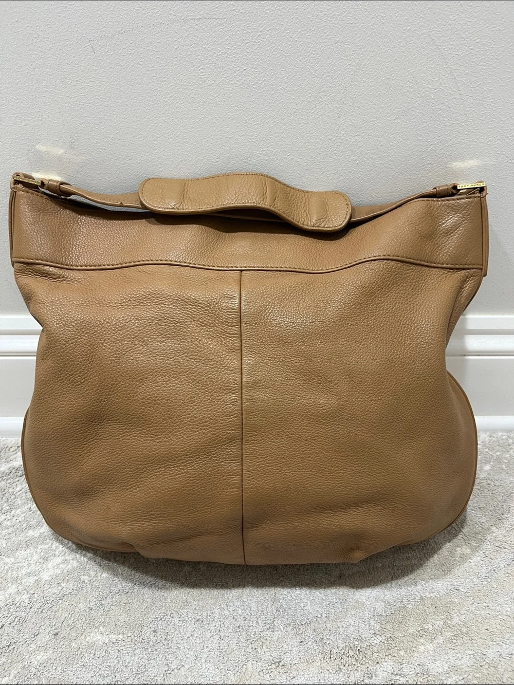 Tory Burch tan pebble leather handbag